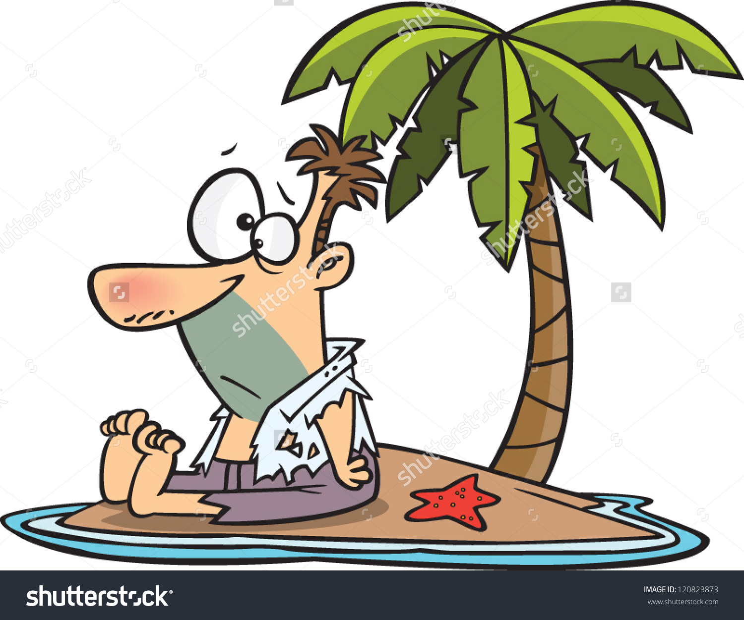 stock-vector-cartoon-man-stranded-on-a-deserted-island-with-a-palm-tree-120823873