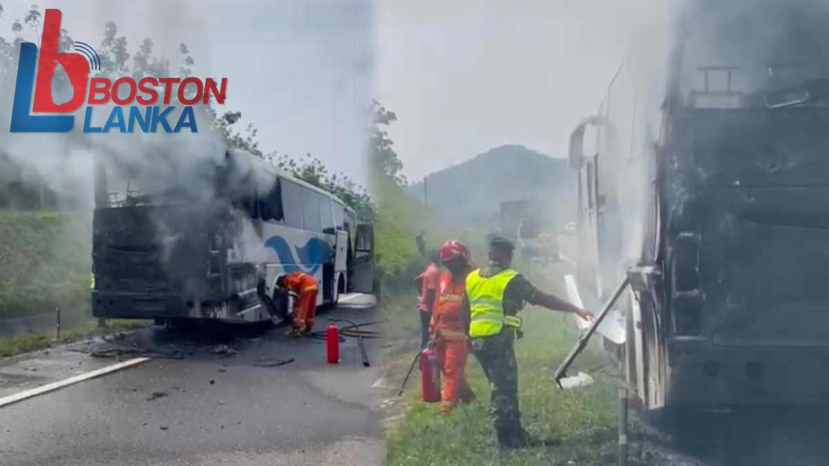 දක්ෂිණ අධිවේගී මාර්ගයේ බස් රථයක් ගිනි ගනී