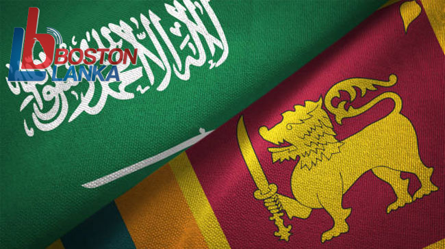 Sri Lanka and Saudi Arabia flags together textile cloth, fabric texture